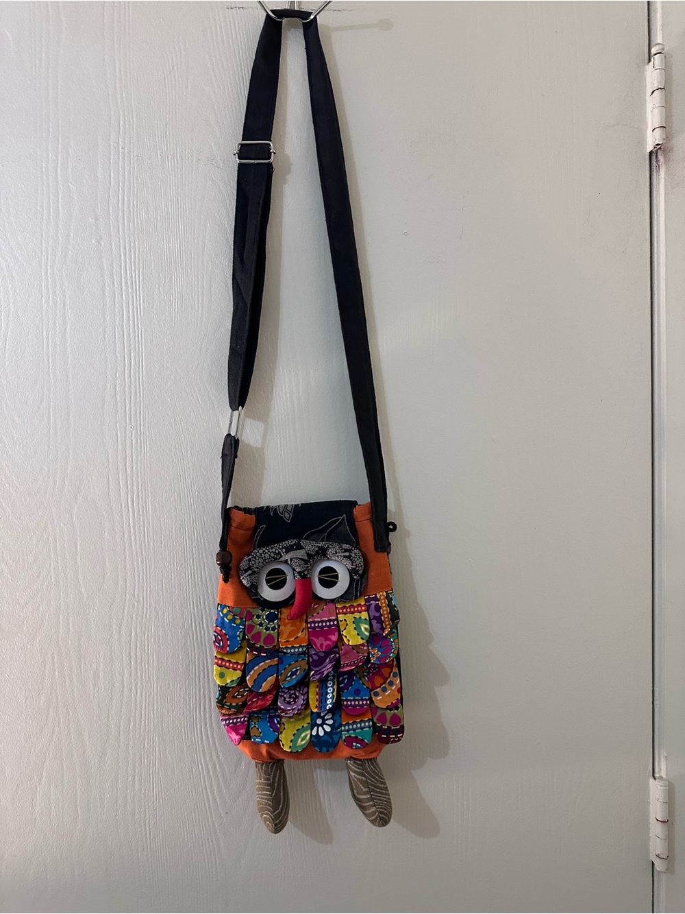 Colorful patchwork owl crossbody bag